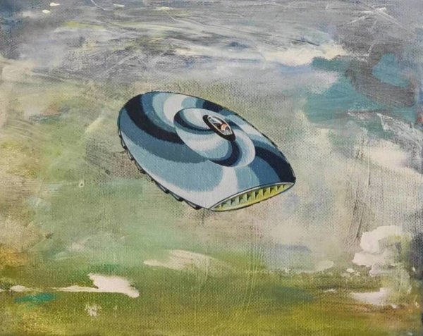 Tim Johnson, Balmain Bug UFO, 2013, acrylic on canvas, 20x25cm