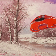 Tim Johnson, Red Alert, 2019, acrylic on canvas, 21.5x27cm