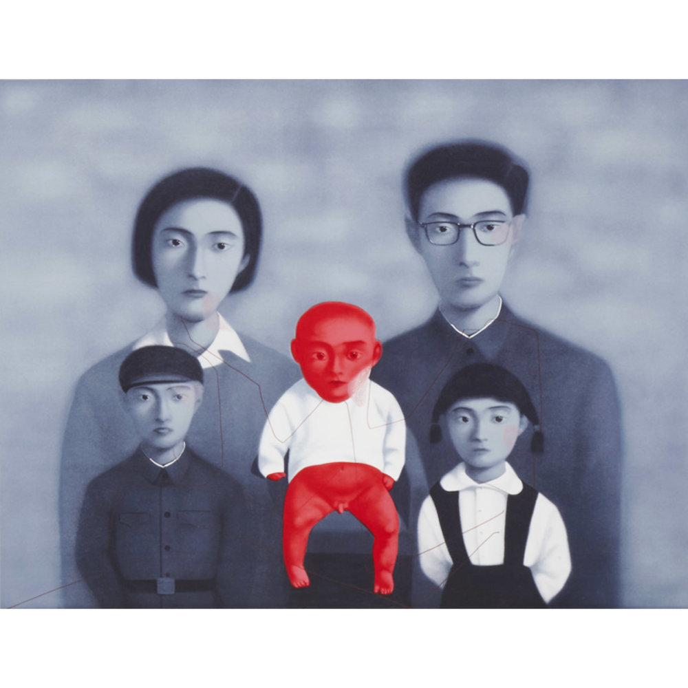 Zhang Xiaogang, The Red Baby, 2009, lithograph on wove paper, accompanied by poem by Fernando Arrabal, ed of 130, 80 x 120cm
