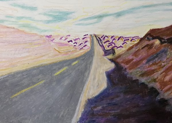 Sun Ziyao, Route 315, 2020, oil pastel on paper, 37x52cm