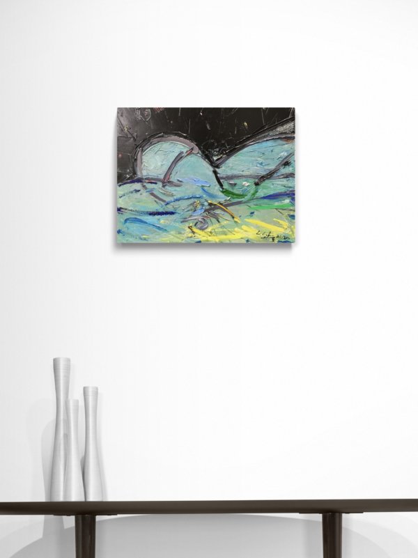Lin Chunyan, A rainy night, 2020, oil on canvas, 40x50cm, mock up