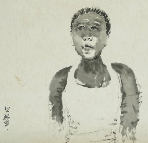 Liu Zhifeng, Ink Portrait, 2016, ink on paper, 34x34cm, detail