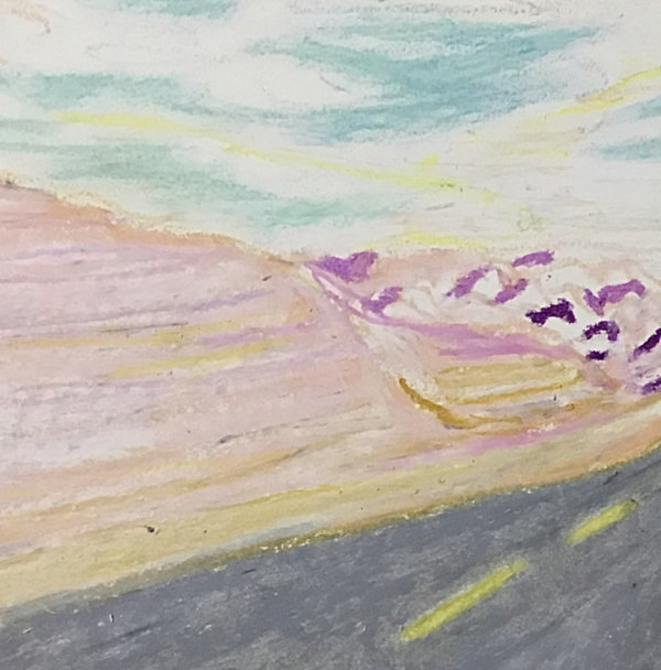 Sun Ziyao, Route 315, 2020, oil pastel on paper, 37x52cm, detail 2
