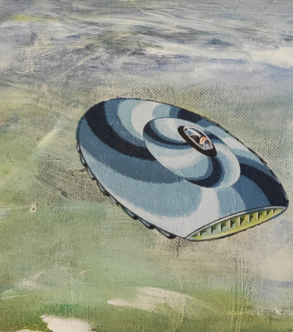 Tim Johnson, Balmain Bug UFO, 2013, acrylic on canvas, 20x25cm, detail