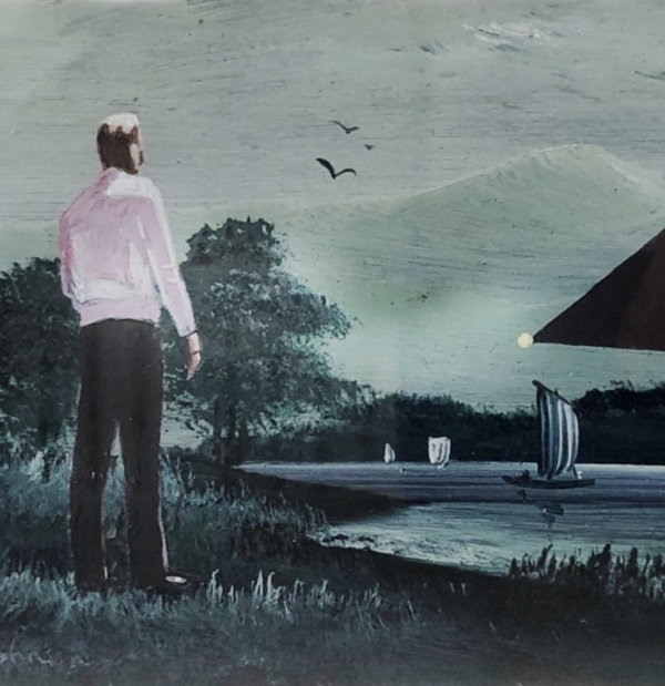 Tim Johnson, Black Triangle UFO, 2017, with Danial Bogunovic, acrylic on paper, 17x23cm, detail