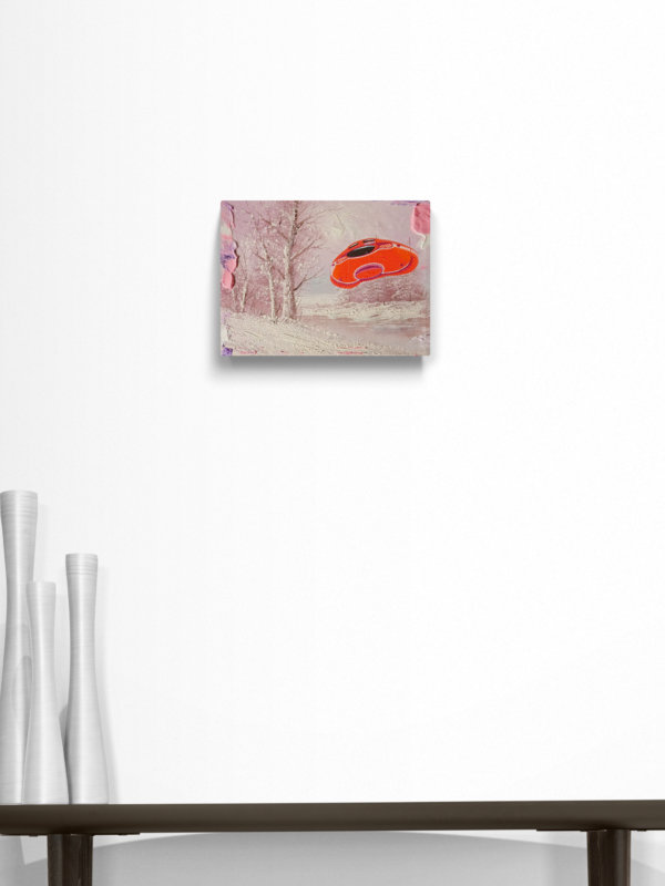 Tim Johnson, Red Alert, 2019, acrylic on canvas, 21.5x27cm, mock up