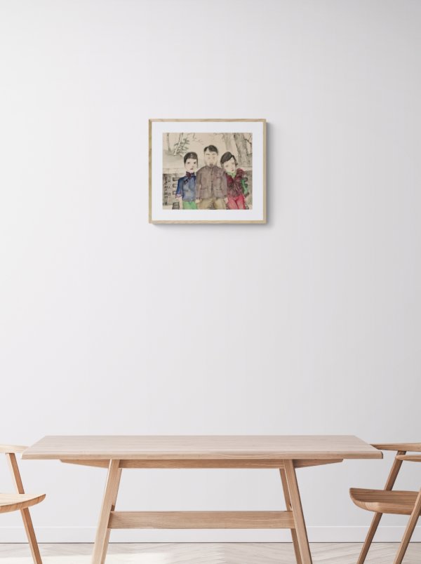 Li Jin, With beauties, 2014, silkscreen, ed of 100, 36x42cm, mock up