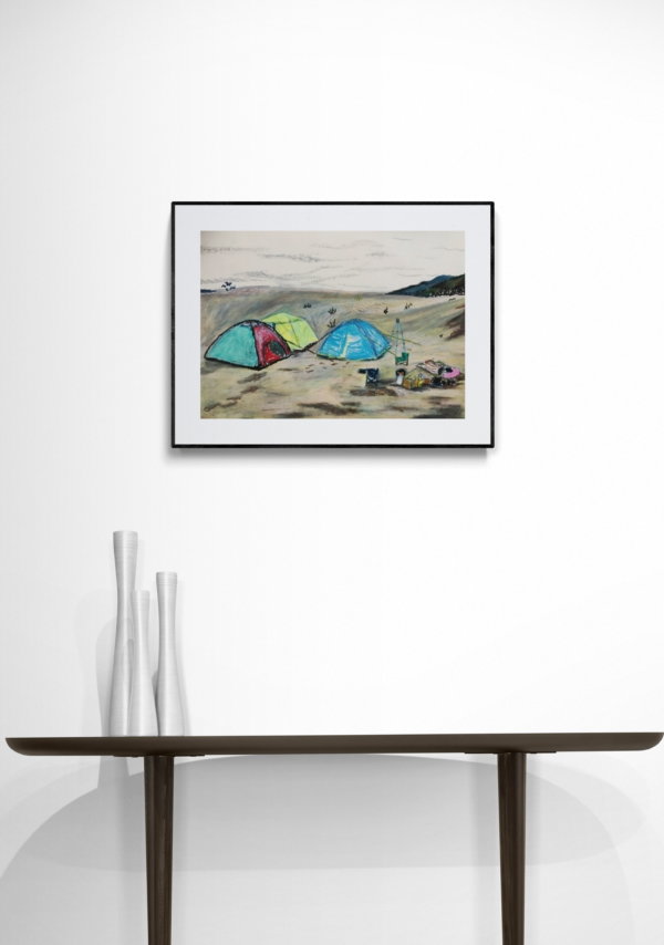 Sun Ziyao, Campsite, 2020, oil pastel on paper, 37x52cm, mockup